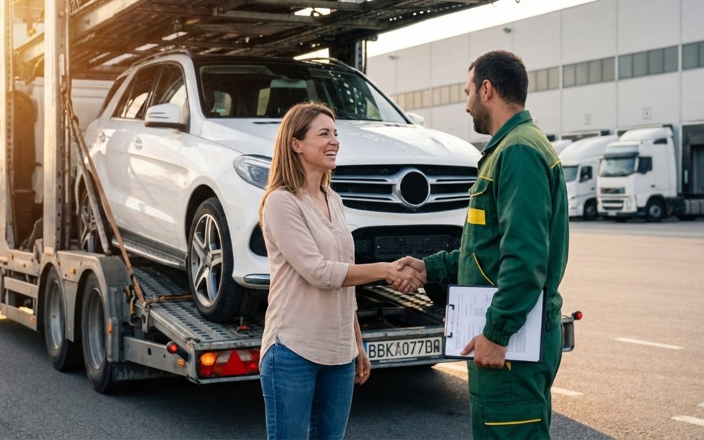 Cliente contratando o serviço de transporte de veículos.